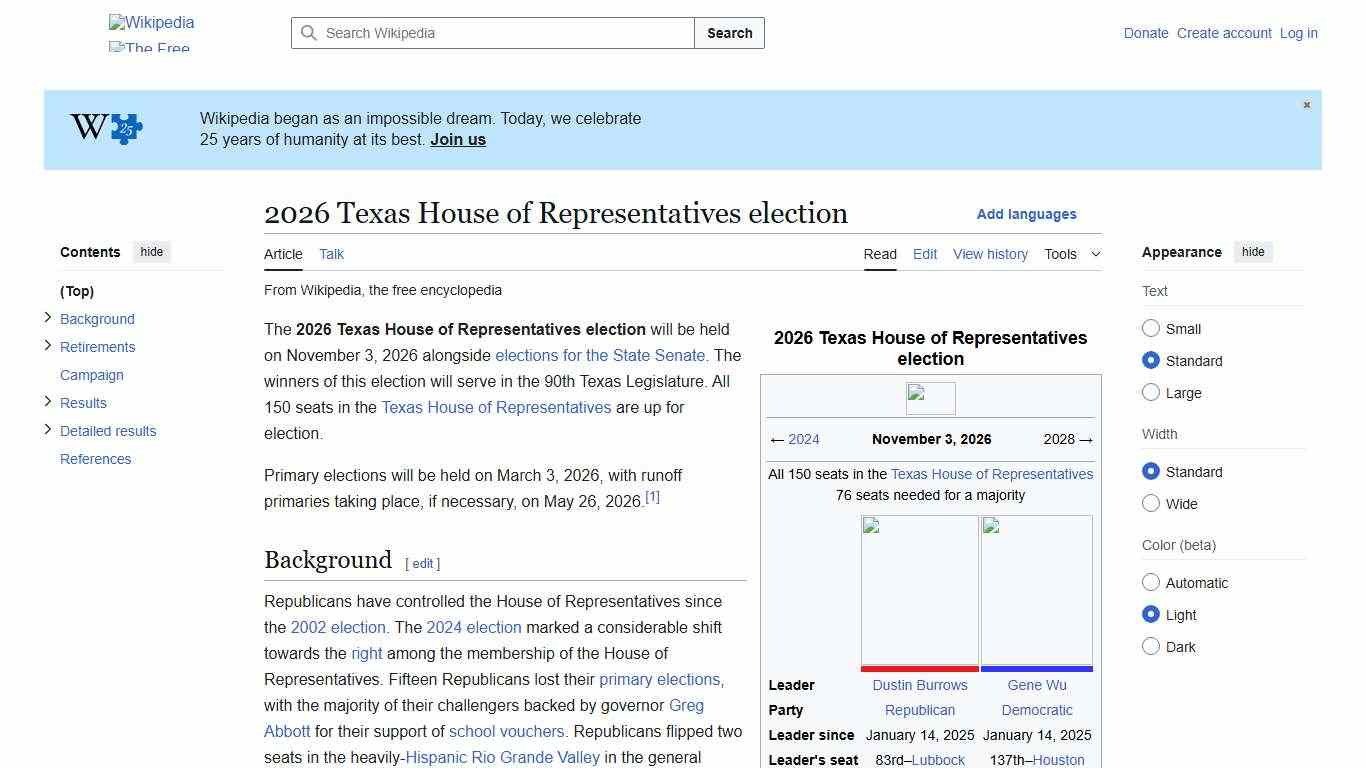 2026 Texas House of Representatives election - Wikipedia